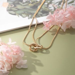 14K Gold Double Circle necklace for women, Infinity necklace for her